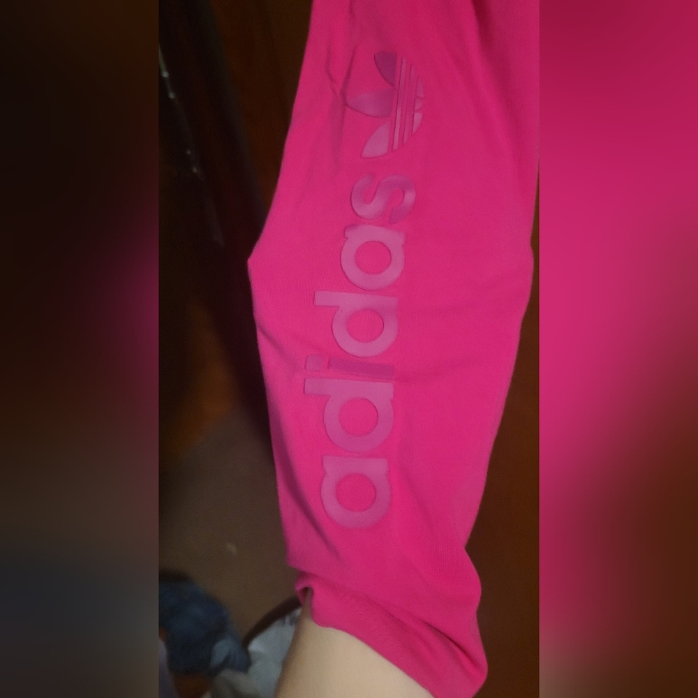 Adidas Ladies (Oversized) Pink Leggings Bottoms Small - Picture 3 of 6